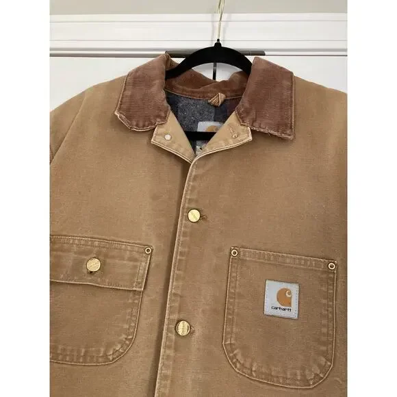 VTG Carhartt C01 BRN Michigan Firm Duck Chore Coat Jacket Blanket Lined Mens 44 - Picture 3 of 10
